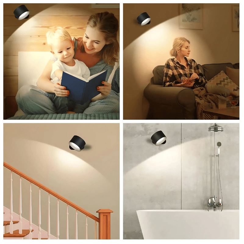 LED-Wandlampe Kabellos | 360° Drehbar | Warmes Leselicht | TwistLight