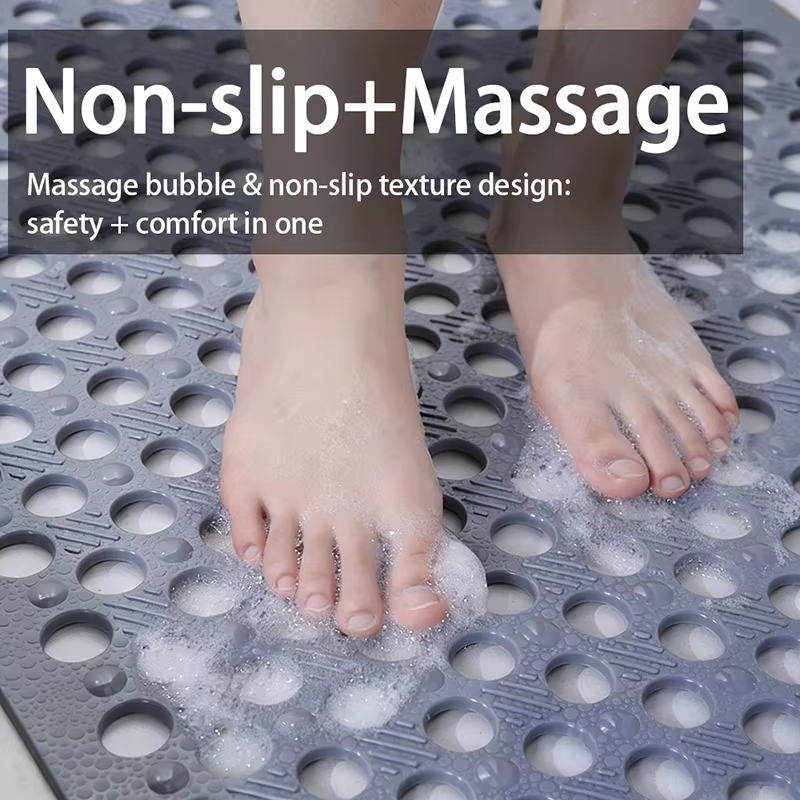 Tapis de sécurité pour salle de bain | PVC antidérapant avec trous de drainage | Évacuation rapide de l'eau | AquaGrip