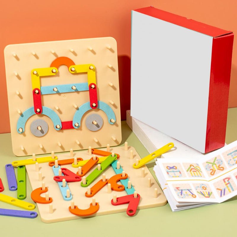Montessori puzzle | s kolíčkovou deskou a tvary | dřevo, od 3 let | FormFuchs