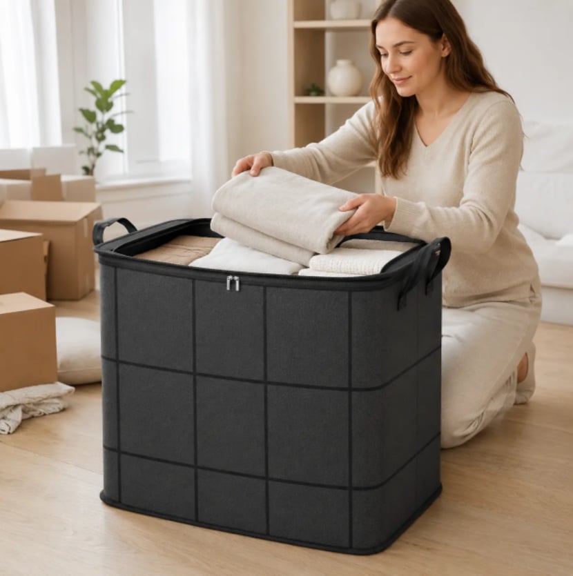Prostorná stěhovací taška z látky | se zipem a držadly | na ložní prádlo, oblečení | StoreMax