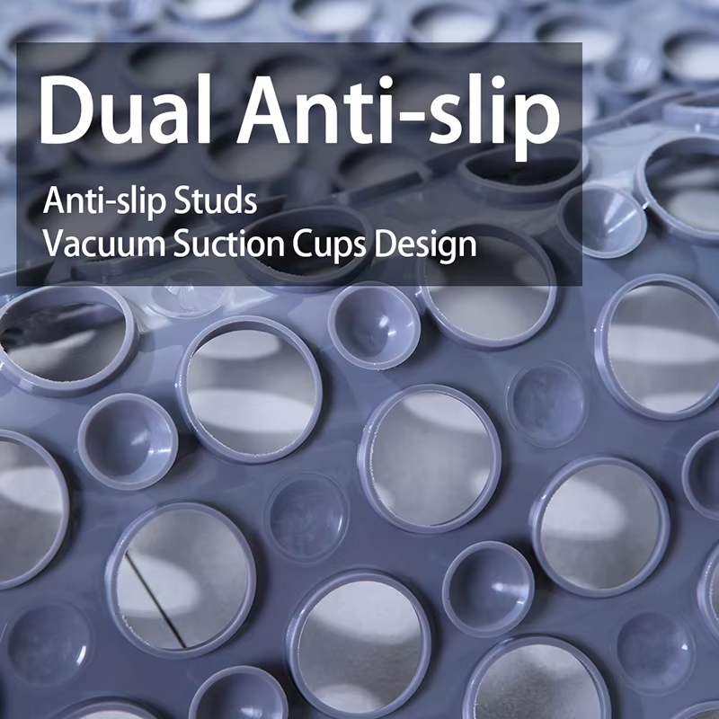 Tapis de sécurité pour salle de bain | PVC antidérapant avec trous de drainage | Évacuation rapide de l'eau | AquaGrip
