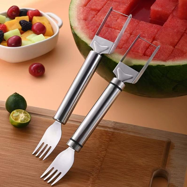 Watermelon fork | with cutting & fork ends | Cuts & serves cubes | FreshBite