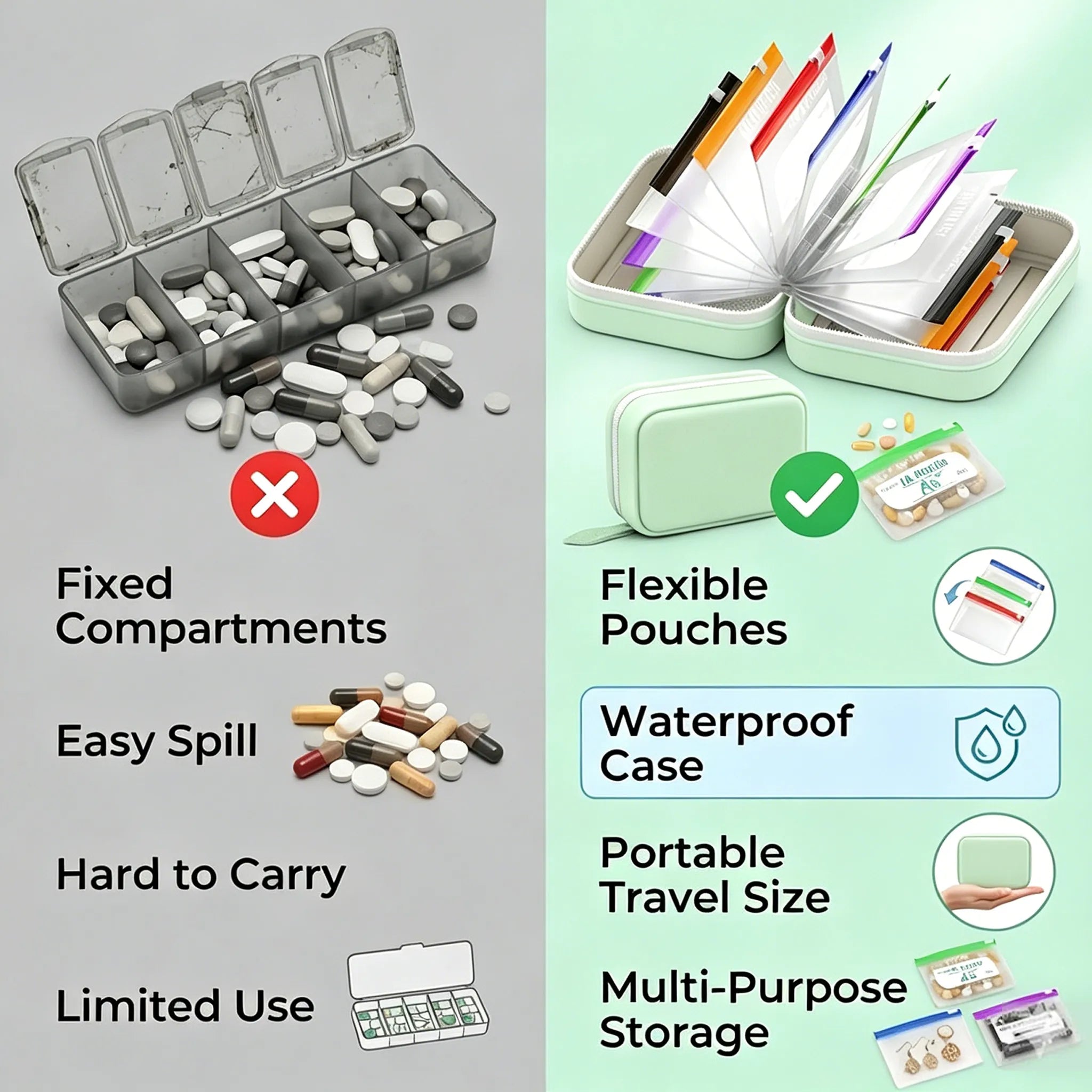 Pillenorganizer | Waterdichte zakjes om te labelen | Weekoverzicht | PillPocket