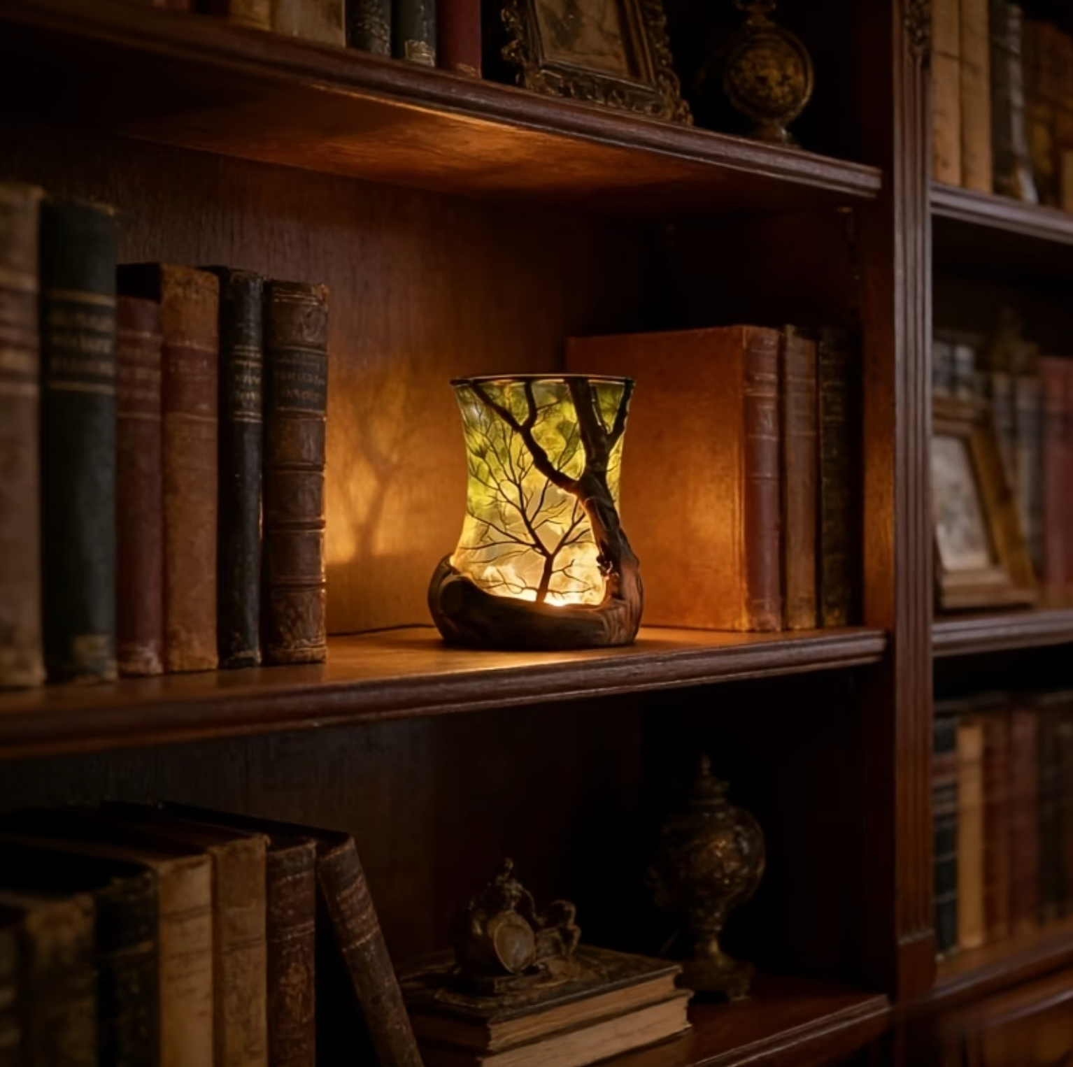 Projection d'ombre d'arbre LED | Lampe d'ambiance | Lumière de bougie blanc chaud | ForestGlow