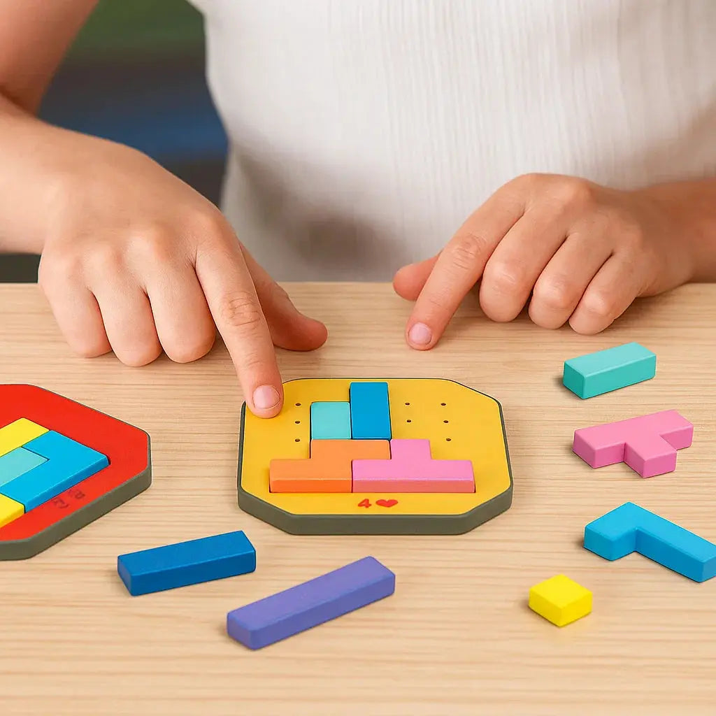 Farbenfrohes Logikrätselspielzeug | 108 Bausteinen & 20 Aufgabenkarten | Fördert Räumliches Denken | LogiBlocks