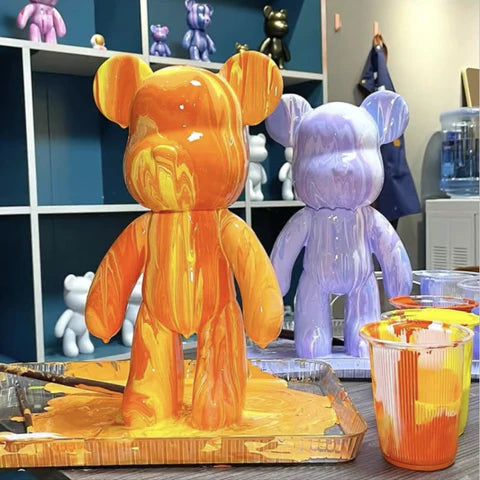 Personalizované vinylové umění ve tvaru medvídka | se 3 akrylovými barvami a příslušenstvím | dekorace Fluid Art | PourBear