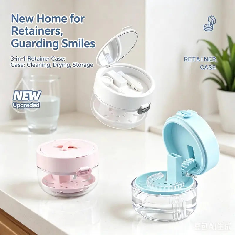 Úložná krabička na čistič rovnátek | Nepropustná | Zrcátko a přihrádka na příslušenství | FreshCase