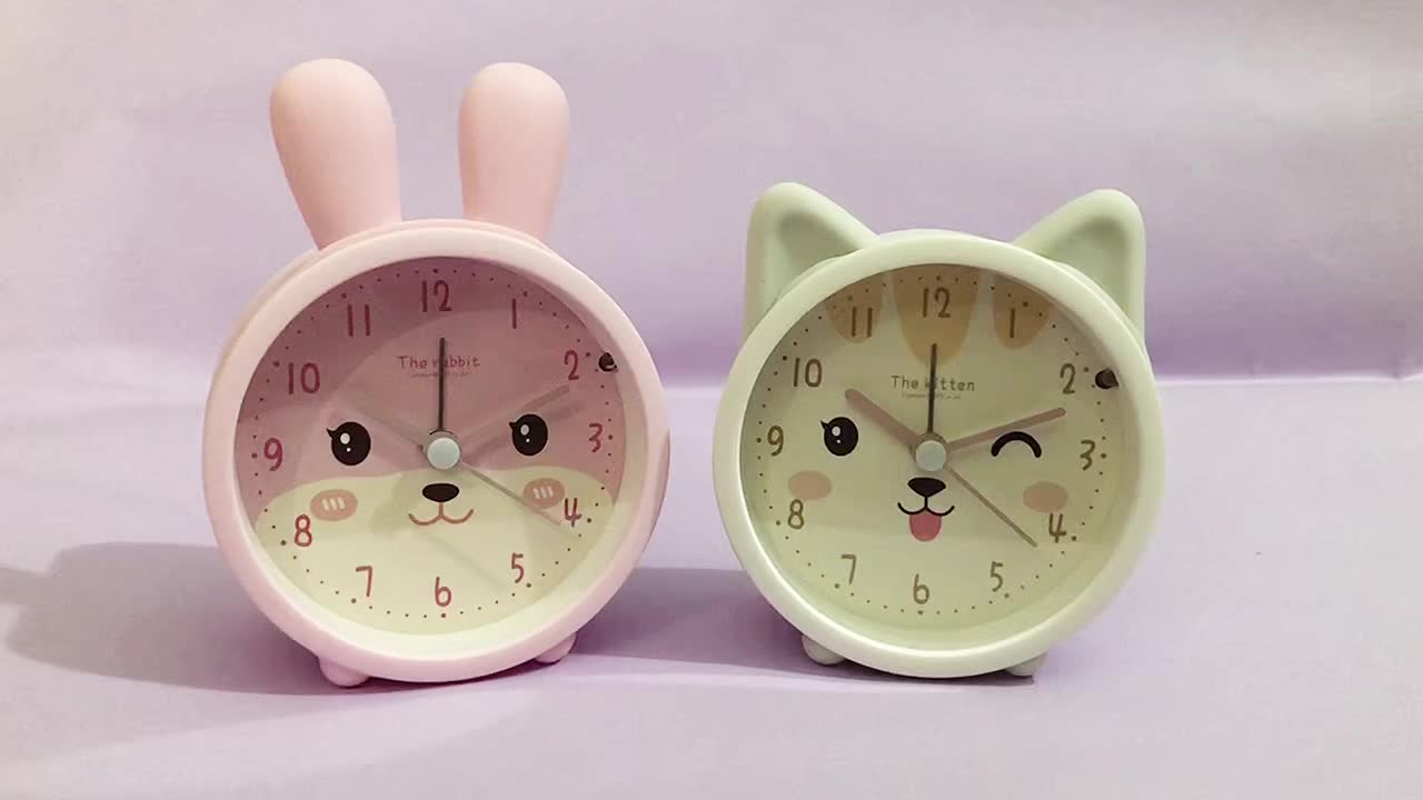 Kanin-analogvækkur | Lydløst urværk og natlys | Kompakt | BunnyTime