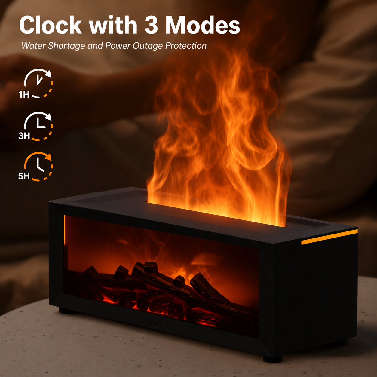 Aroma Diffuser | mit Flammeneffekt | 3D-Wasserdampf-Flamme + Glut-Optik | Flamescent