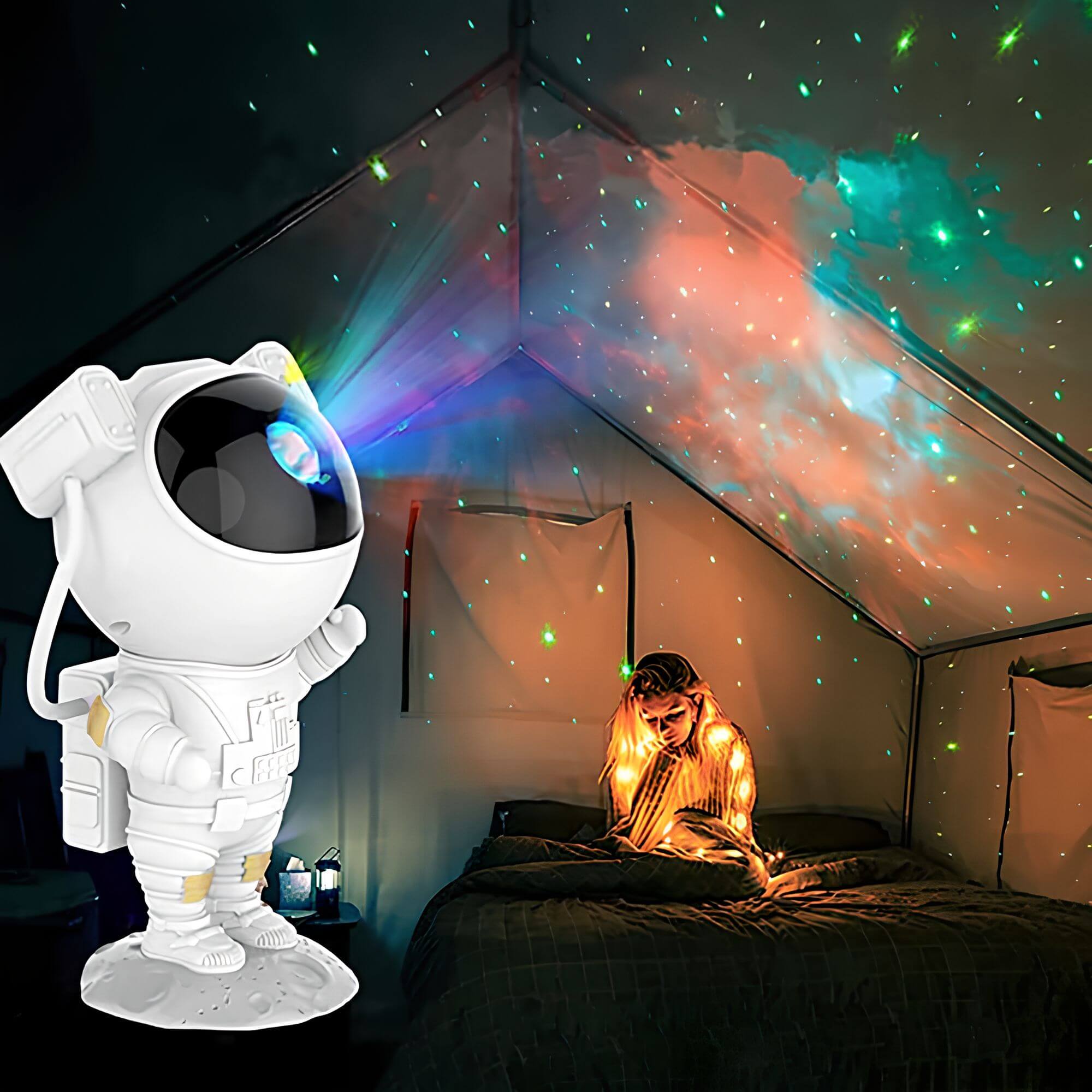 Lampada proiettore LED del cielo stellato | Design astronauta | Galassia sul soffitto e sulle pareti | AstroGlow