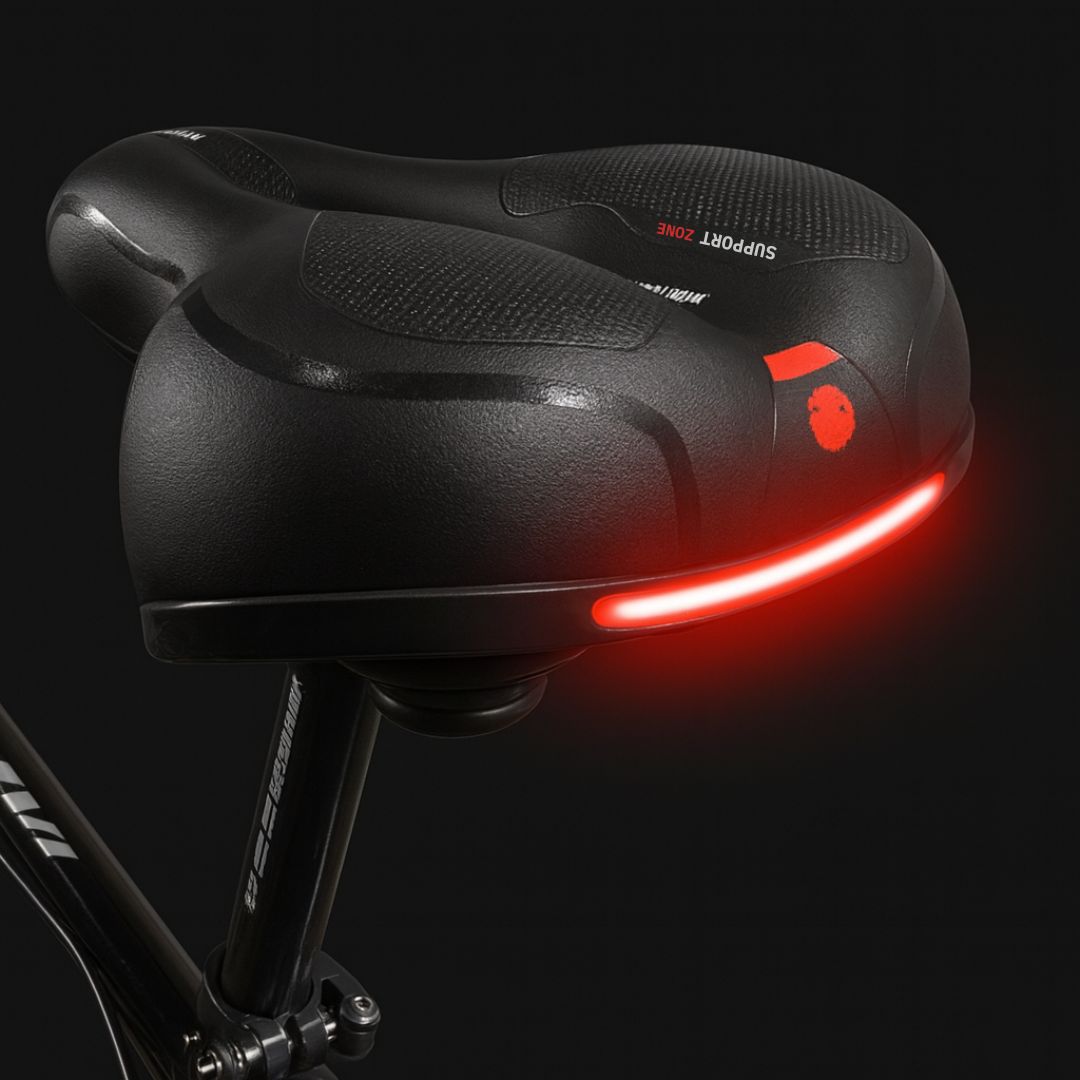 Bequemer Fahrradsattel | mit LED-Rücklicht | Gepolstert & Gefedert | ComfyCycle
