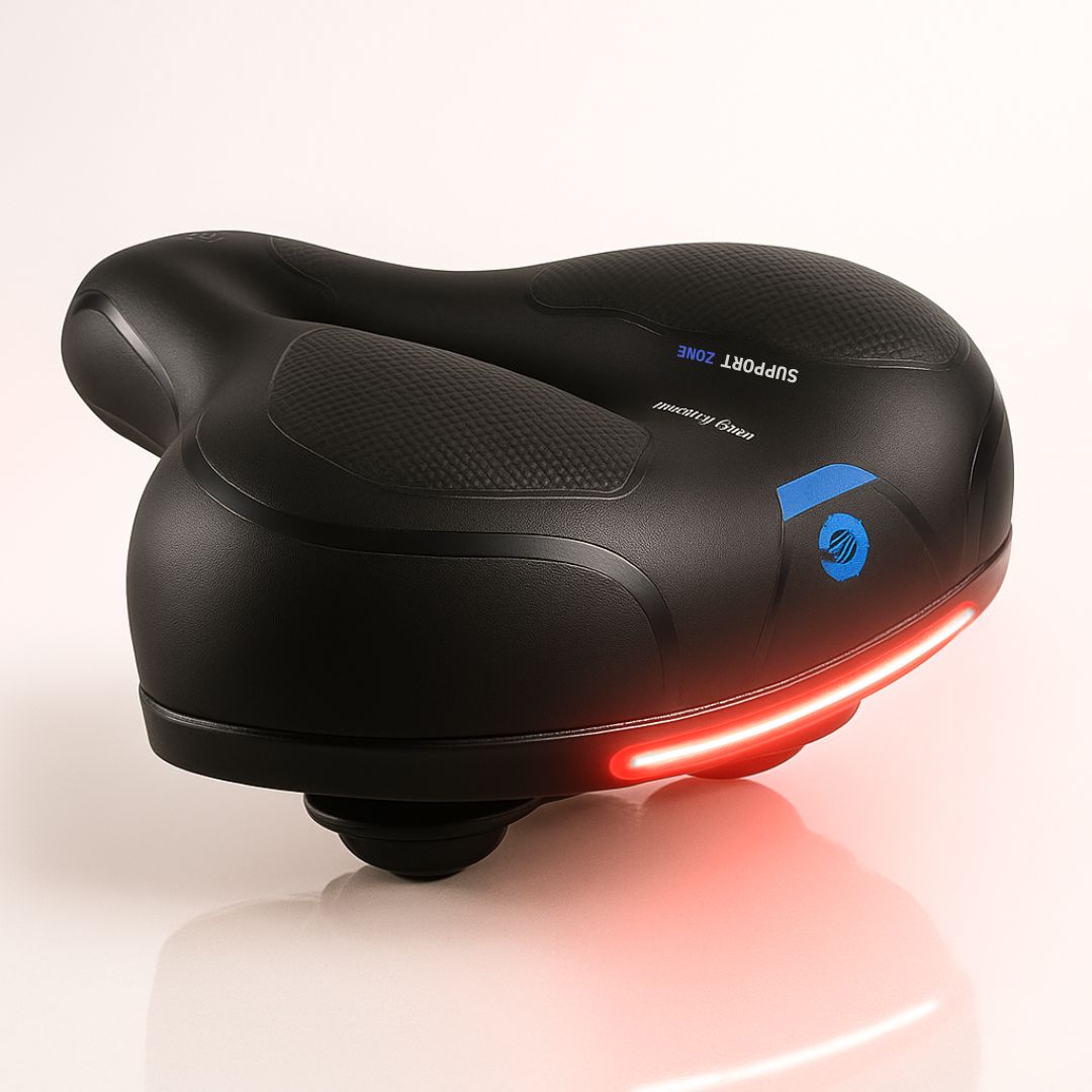 Bequemer Fahrradsattel | mit LED-Rücklicht | Gepolstert & Gefedert | ComfyCycle