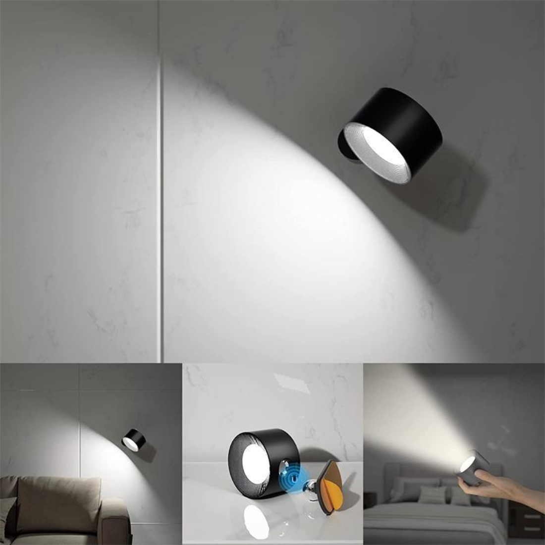 Lumină de perete la 360° | Fără cablu și reîncărcabilă | Impermeabilă | OmniGlow