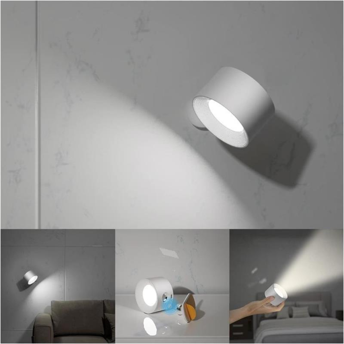 Lumină de perete la 360° | Fără cablu și reîncărcabilă | Impermeabilă | OmniGlow