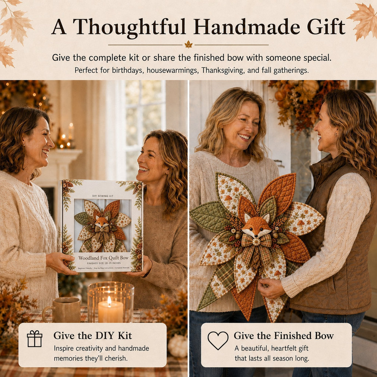 Bow Sewing Kit Türkranz-Nähset | Herbstmotiv | Komplett & Für Anfänger Geeignet | FoxStitch