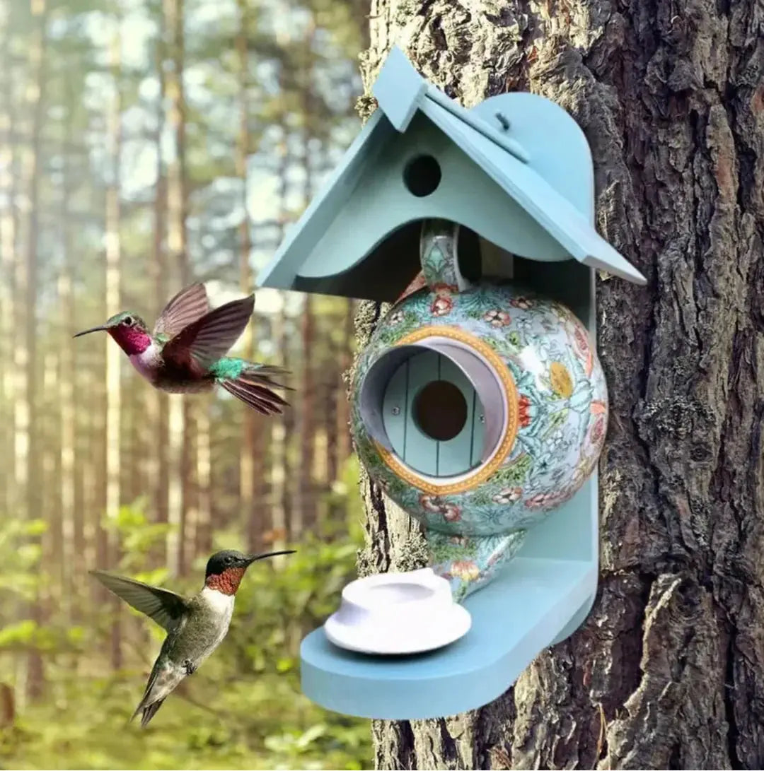 Birdhouse Teapot Design | Hand-painted & UV-resistant | For Garden & Balcony | NestCharm