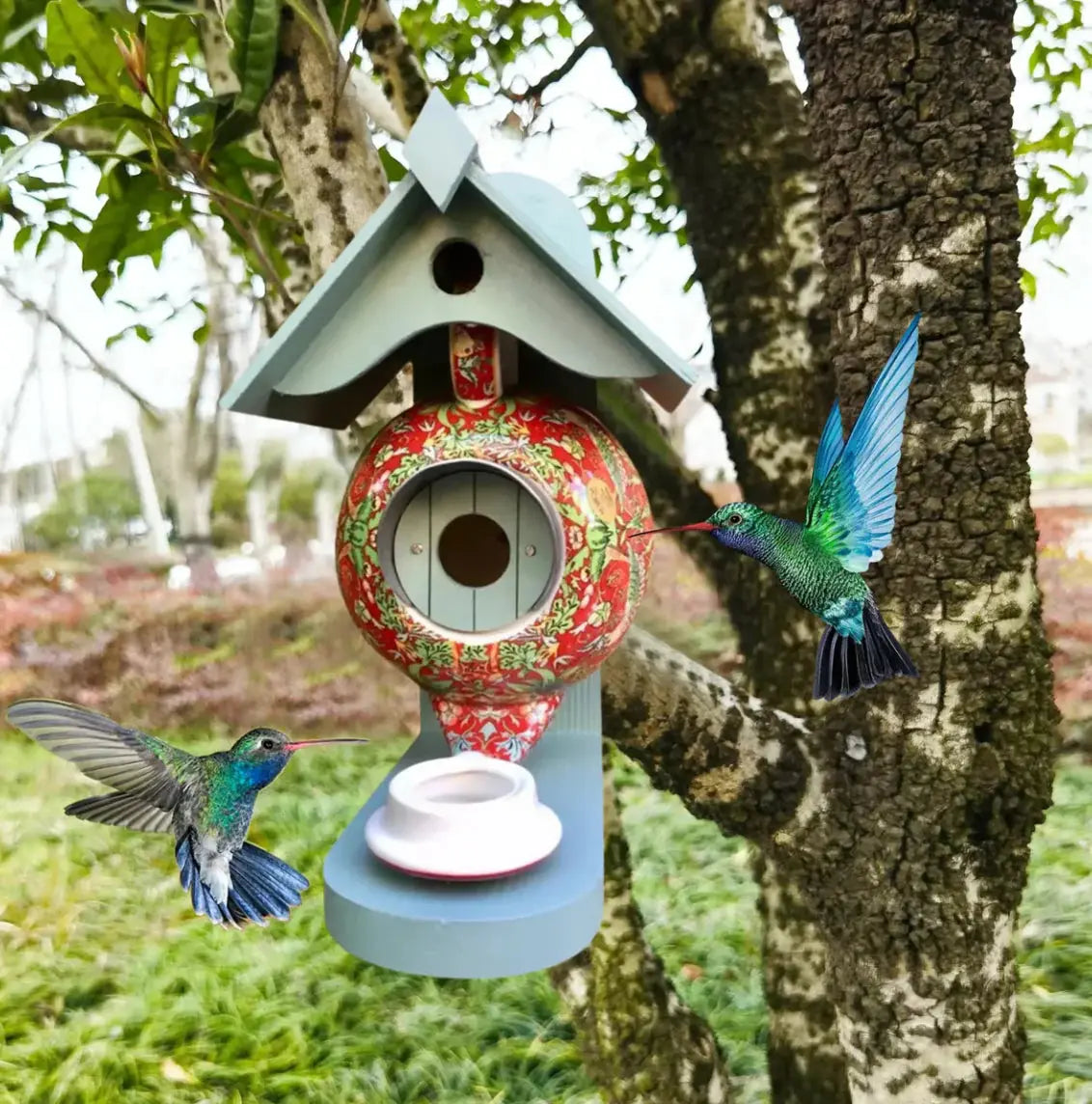 Birdhouse Teapot Design | Hand-painted & UV-resistant | For Garden & Balcony | NestCharm