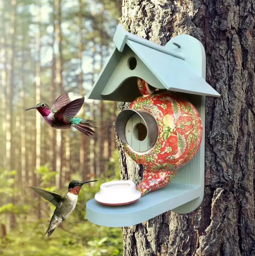 Birdhouse Teapot Design | Hand-painted & UV-resistant | For Garden & Balcony | NestCharm