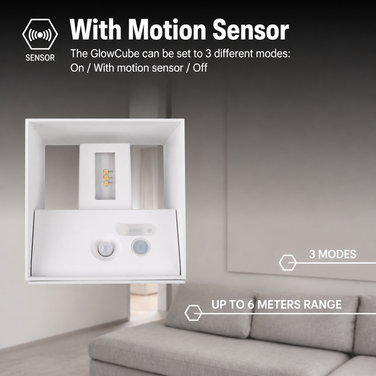 Kabellose Wandleuchte mit Sensor | Up- & Down-Licht | ohne Bohren | CubeGlow