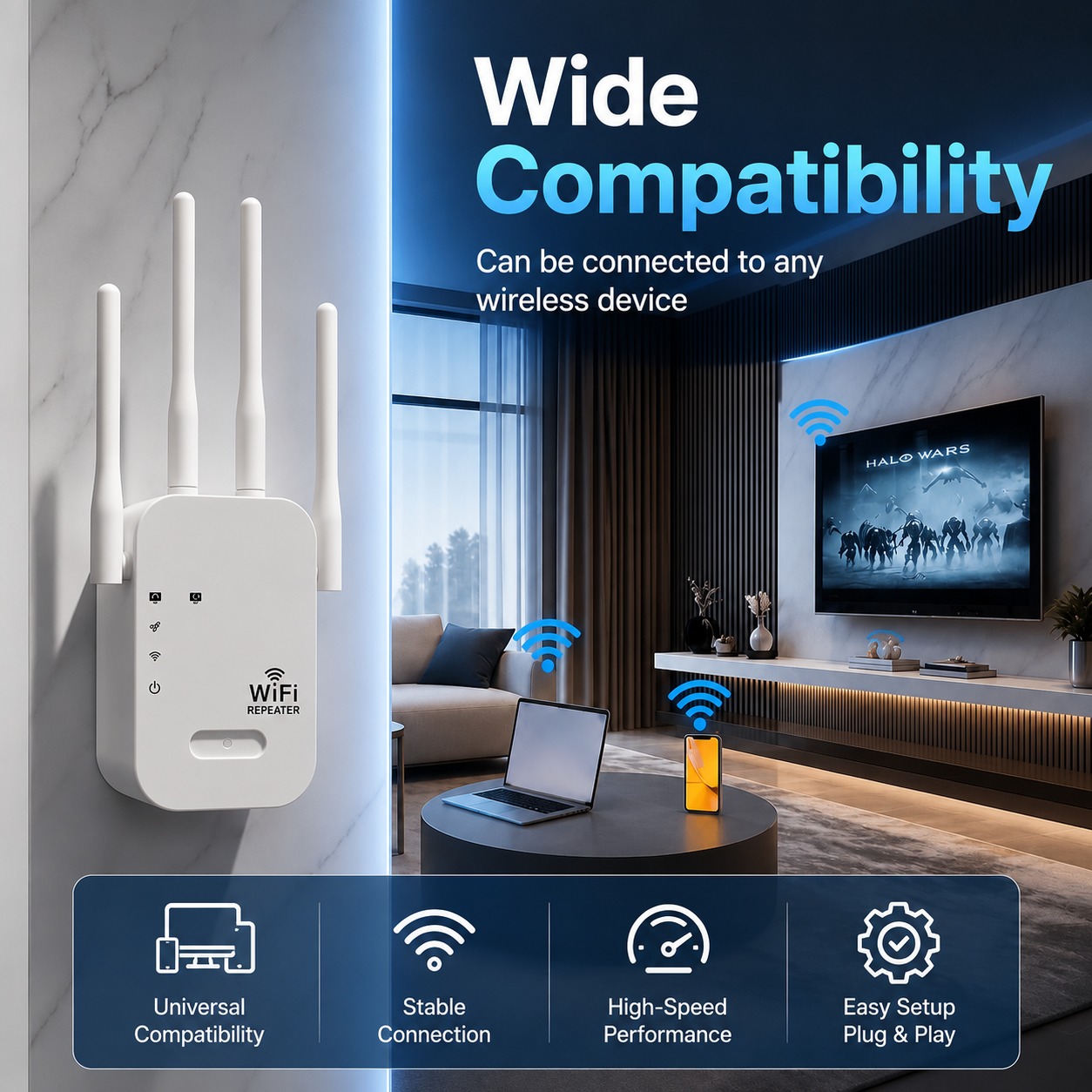 Ενισχυτής WLAN για εξωτερικούς και εσωτερικούς χώρους | Dual Band 1200 Mbps | 2,4 & 5 GHz | RangeBoost