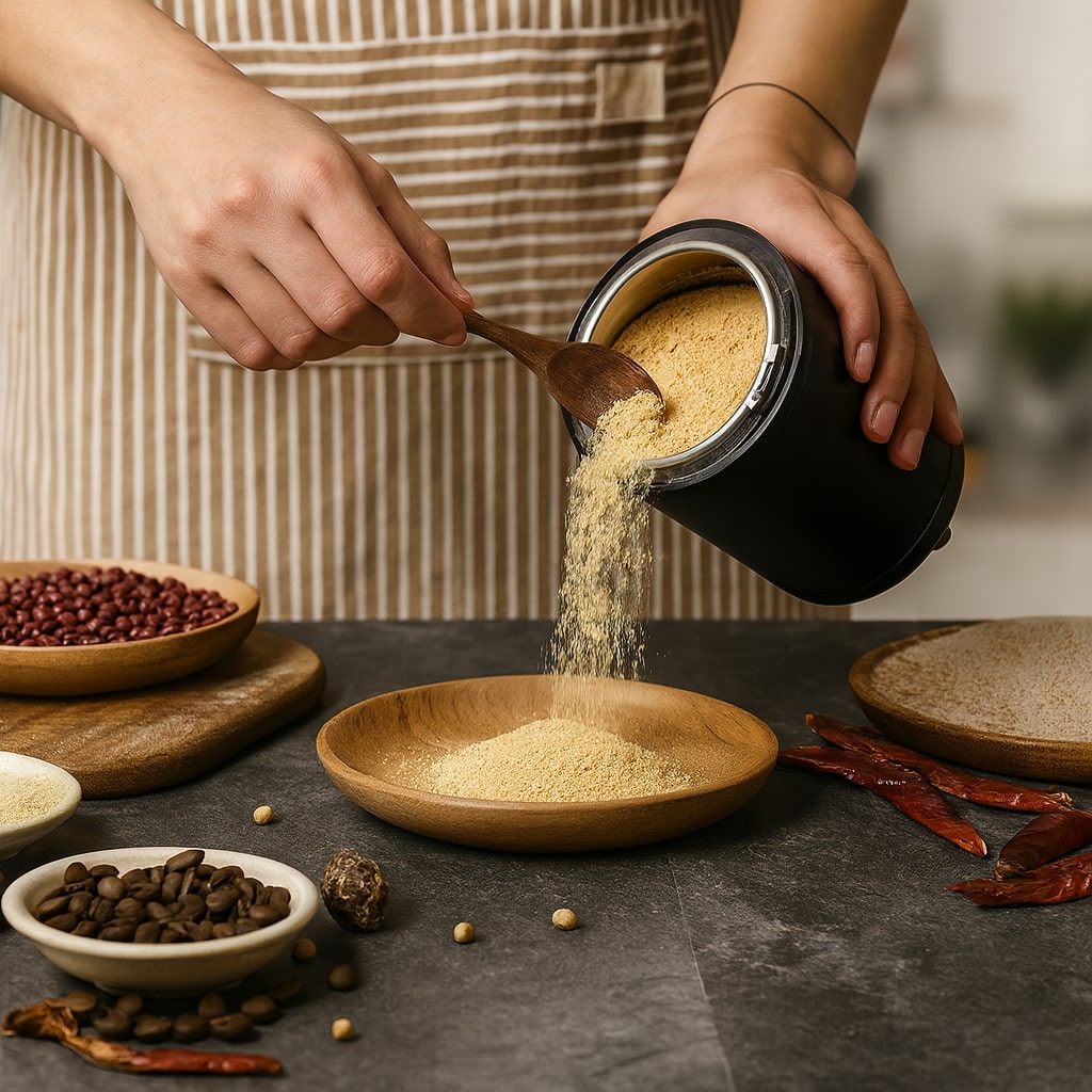 Elektrische Kaffeemühle | Mahlt Bohnen, Gewürze & Kräuter | Bedienung per Knopfdruck | FreshMill