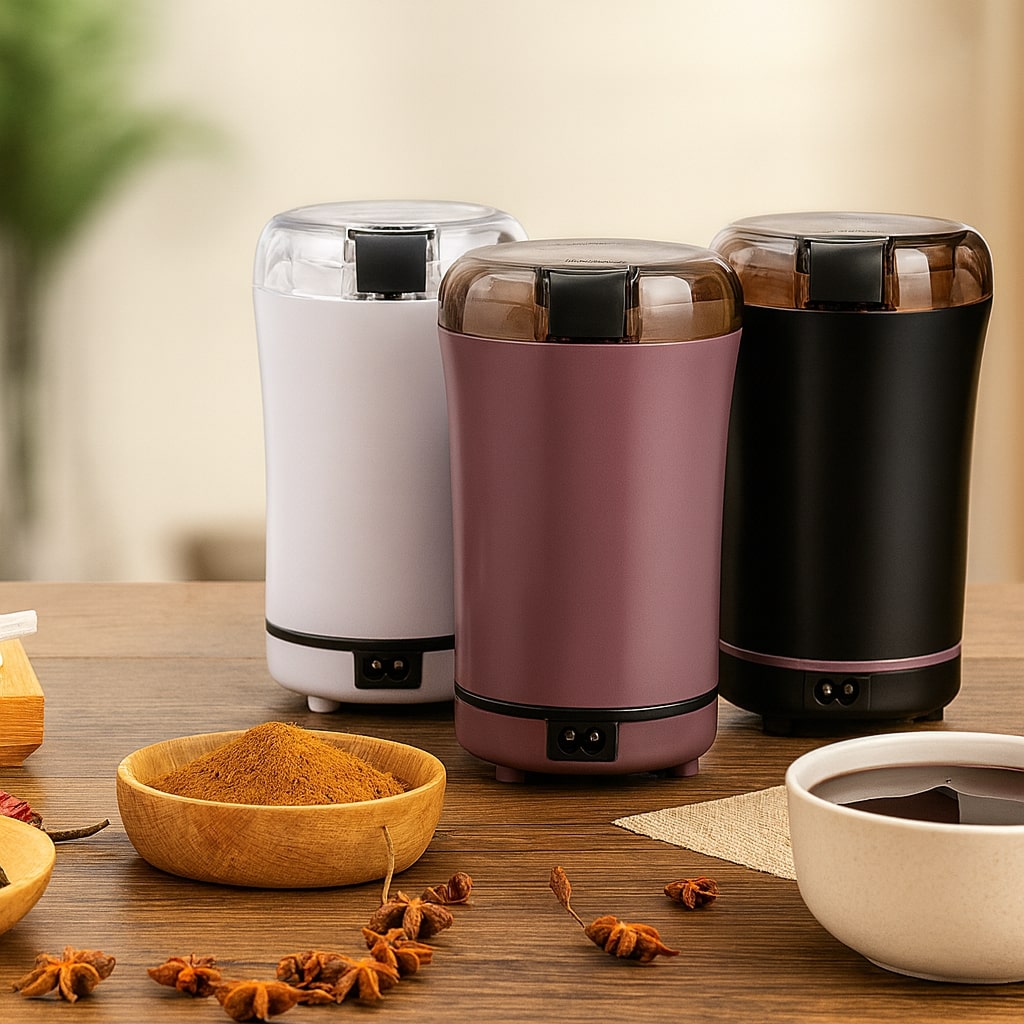 Elektrische Kaffeemühle | Mahlt Bohnen, Gewürze & Kräuter | Bedienung per Knopfdruck | FreshMill