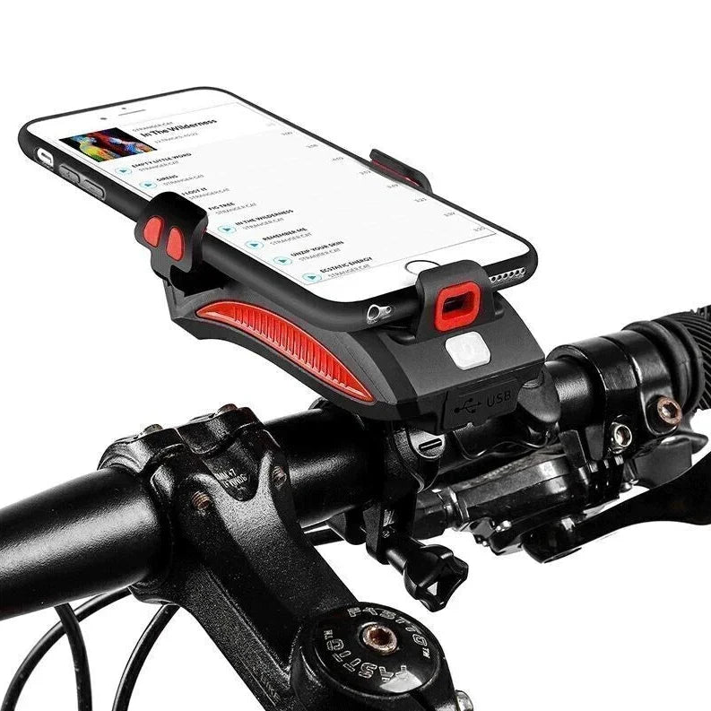 Fahrradlicht mit Handyhalterung | LED-Frontlicht | Powerbank & Hupe | RideBeam