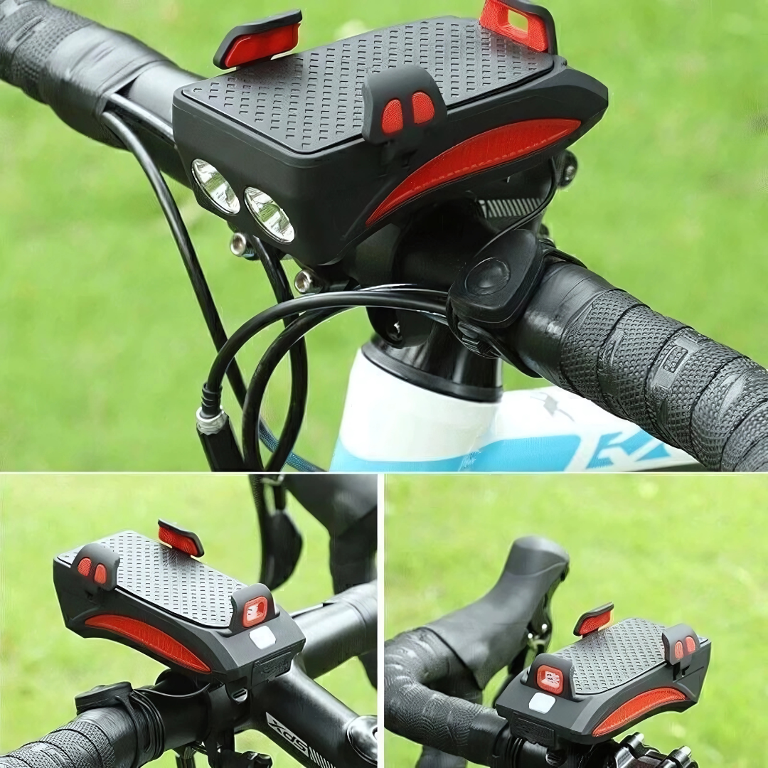 Fahrradlicht mit Handyhalterung | LED-Frontlicht | Powerbank & Hupe | RideBeam