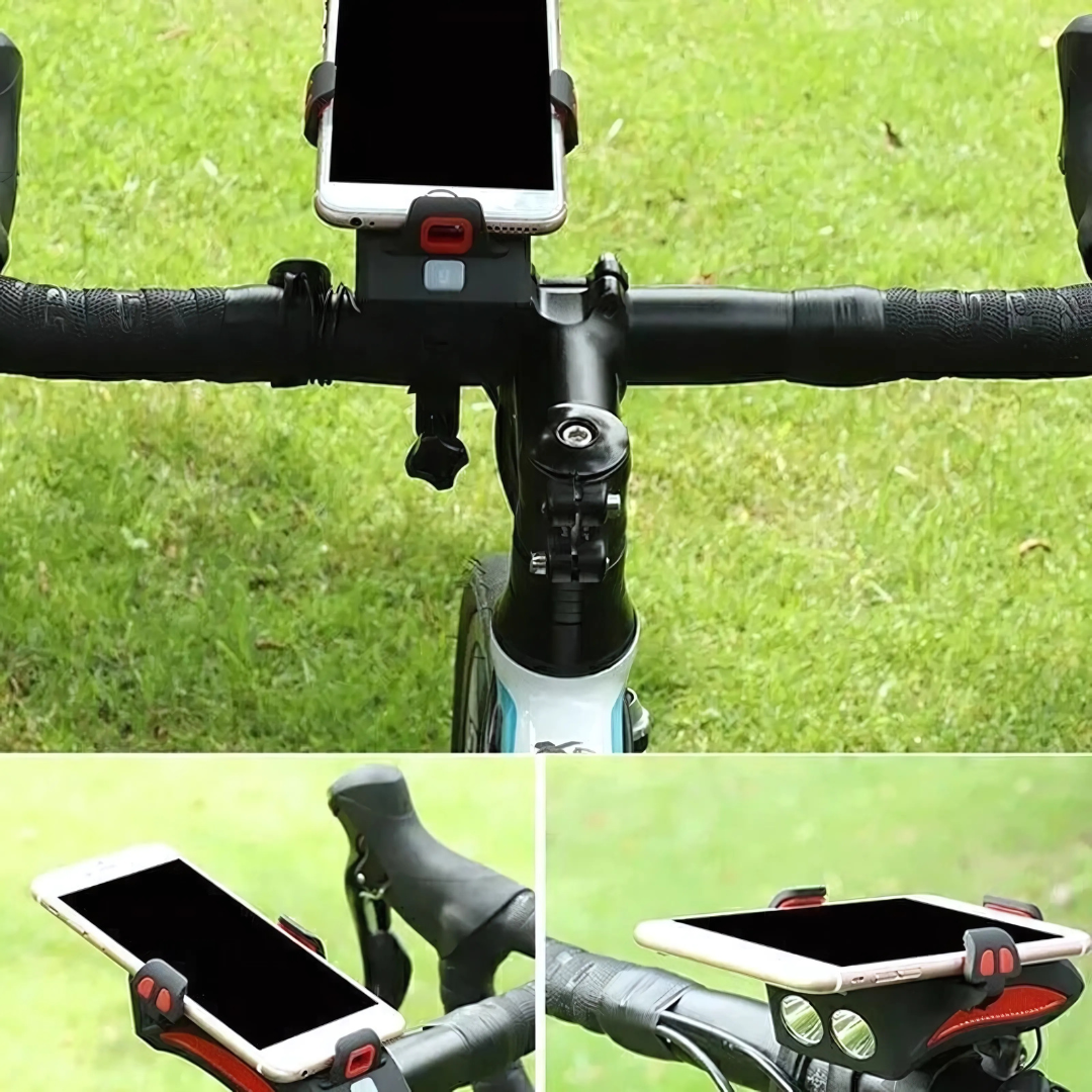 Fahrradlicht mit Handyhalterung | LED-Frontlicht | Powerbank & Hupe | RideBeam