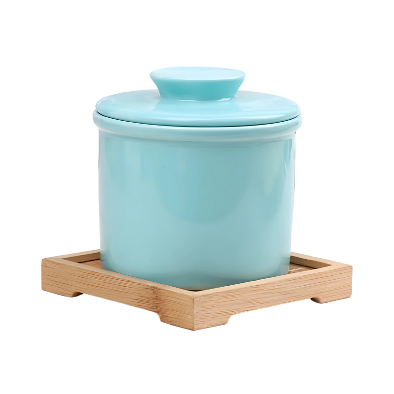 Recipiente de cerámica para conservar mantequilla | Negro, azul claro o blanco | Apto para lavavajillas | ButterFresh