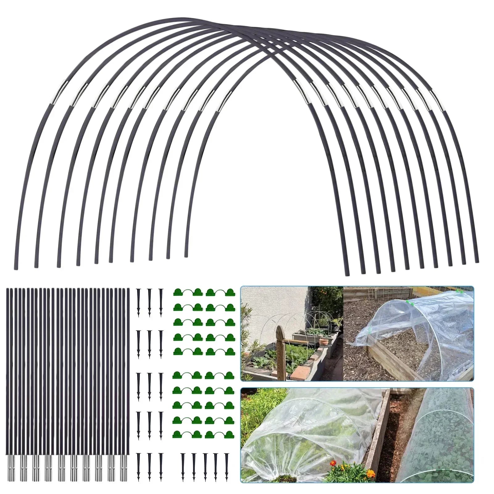 Gartenbügel-Set Fiberglas 5-teilig | DIY Pflanztunnel | Rostfrei | Flexgrow