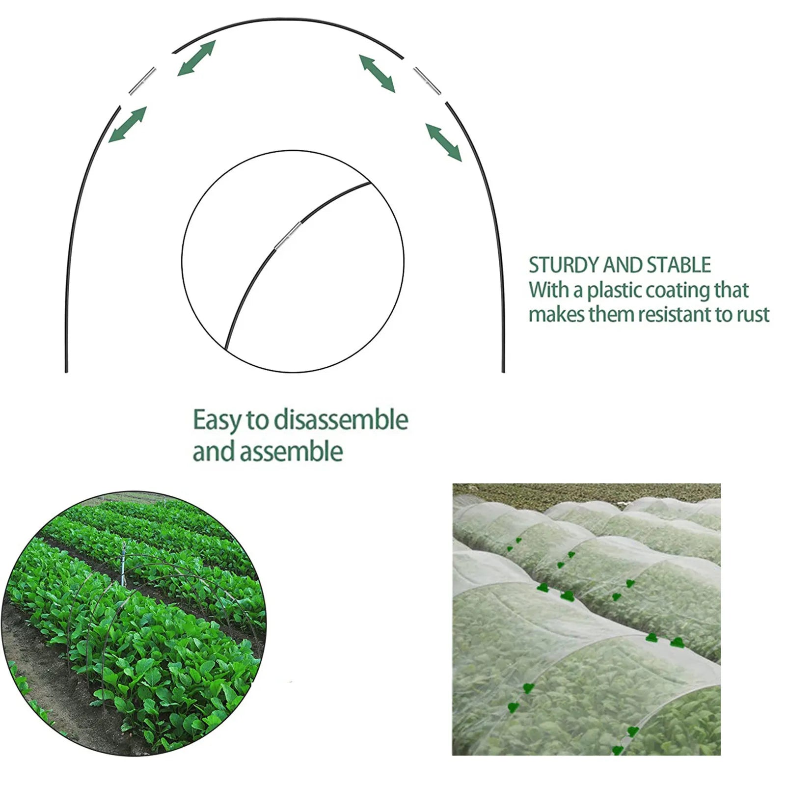 Gartenbügel-Set Fiberglas 5-teilig | DIY Pflanztunnel | Rostfrei | Flexgrow