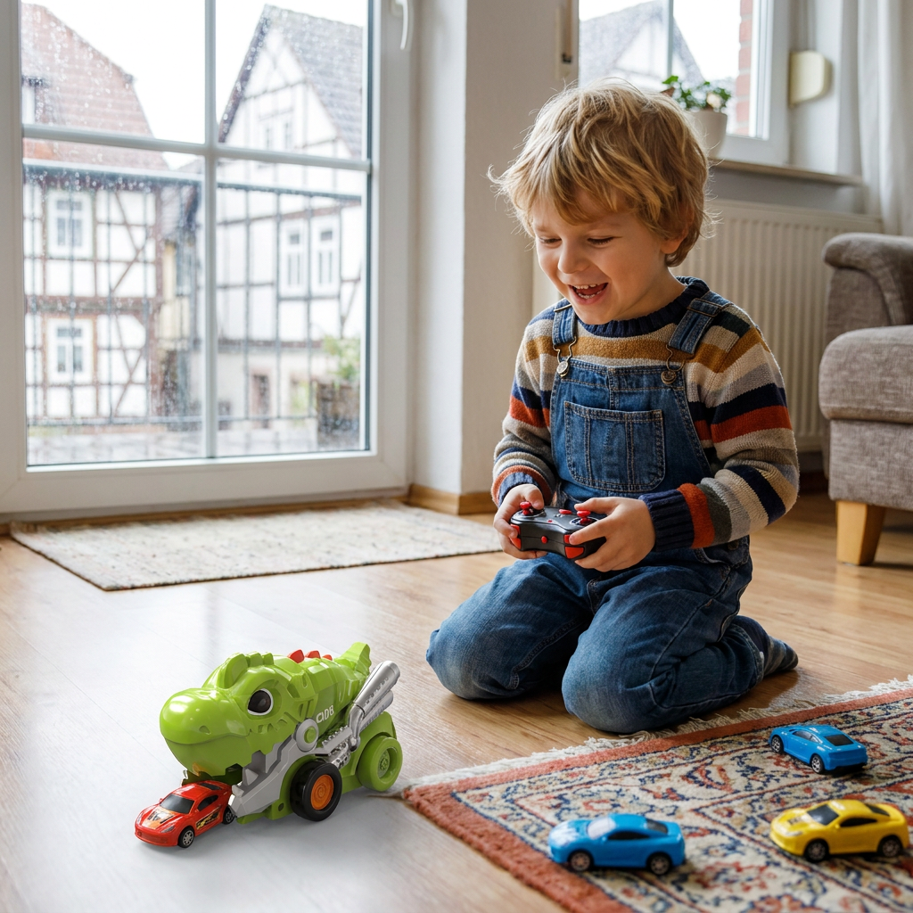 Remote-Controlled Dinosaur Truck | With Swallowing Function | Includes Toy Cars & Remote Control | RexRacer