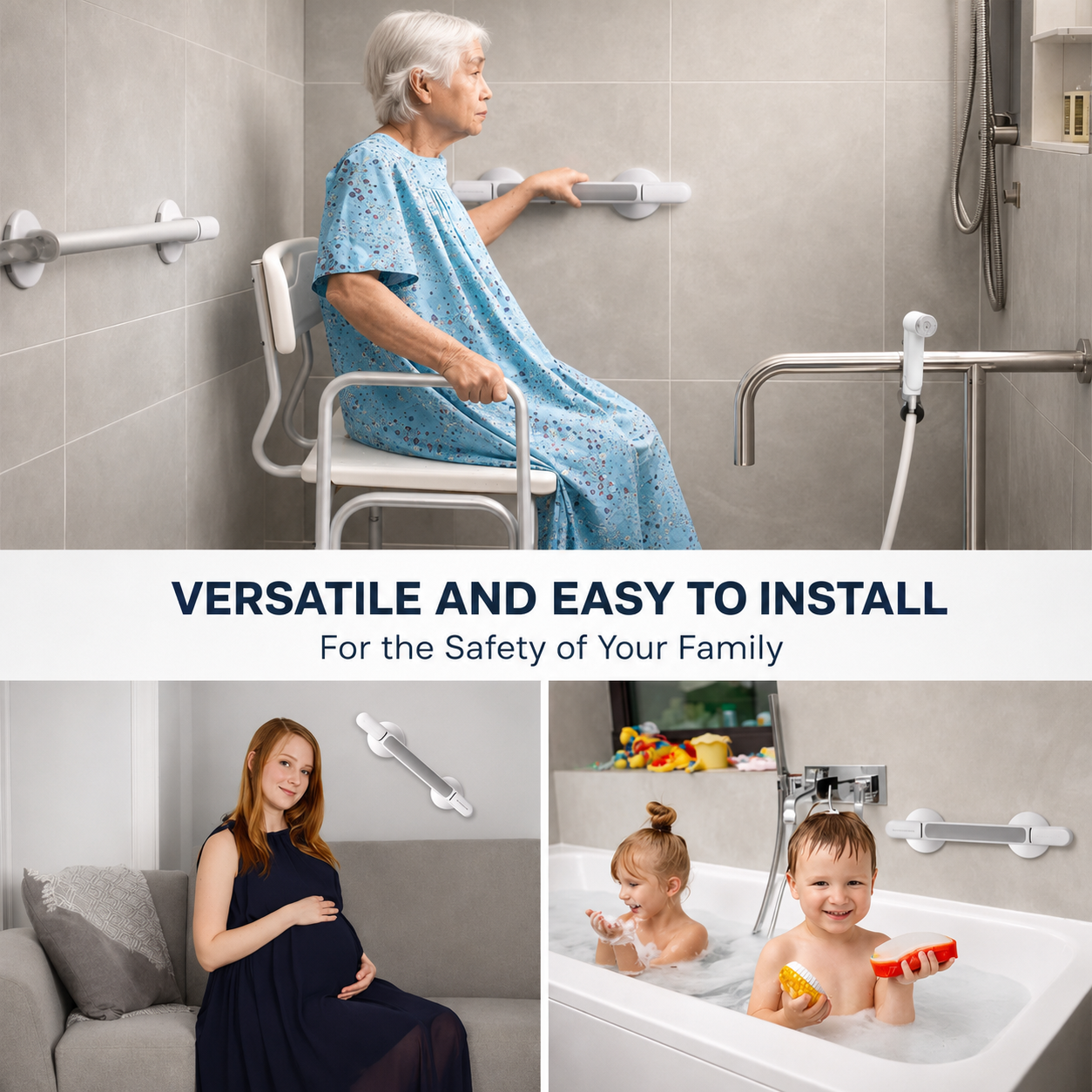 Maniglia di supporto per doccia, vasca da bagno o WC | Senza forare | Presa sicura | StableHold