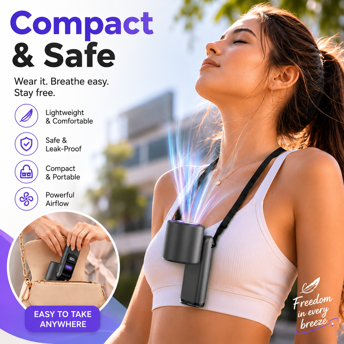 Handventilator mit Taschenlampe | 4000 mAh Akku | Kühlplatte für Hand, Tisch & Hals | ChillGrip