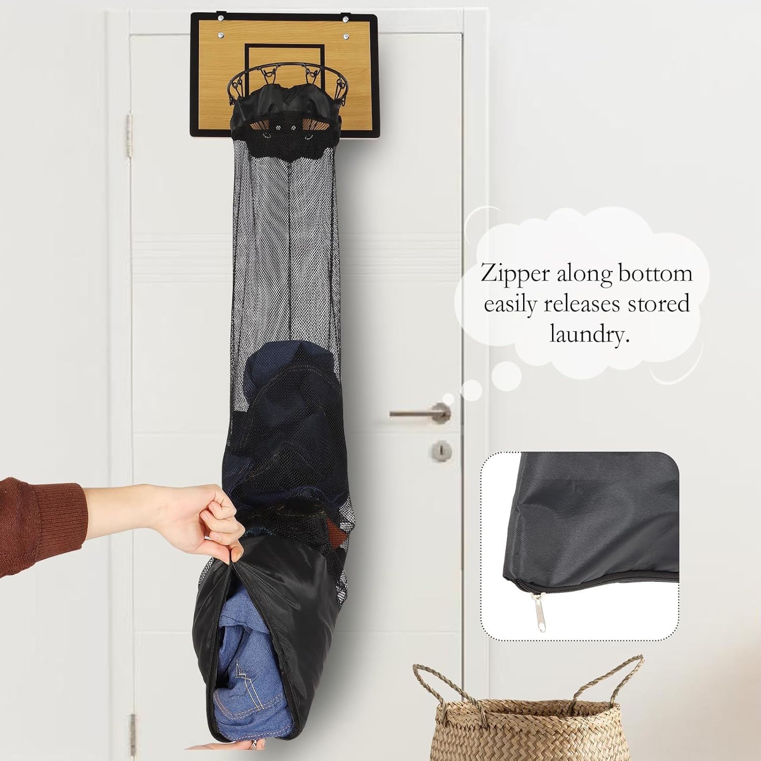 Organizador colgante de almacenamiento | Diseño de baloncesto | Para ropa y juguetes | DunkAway