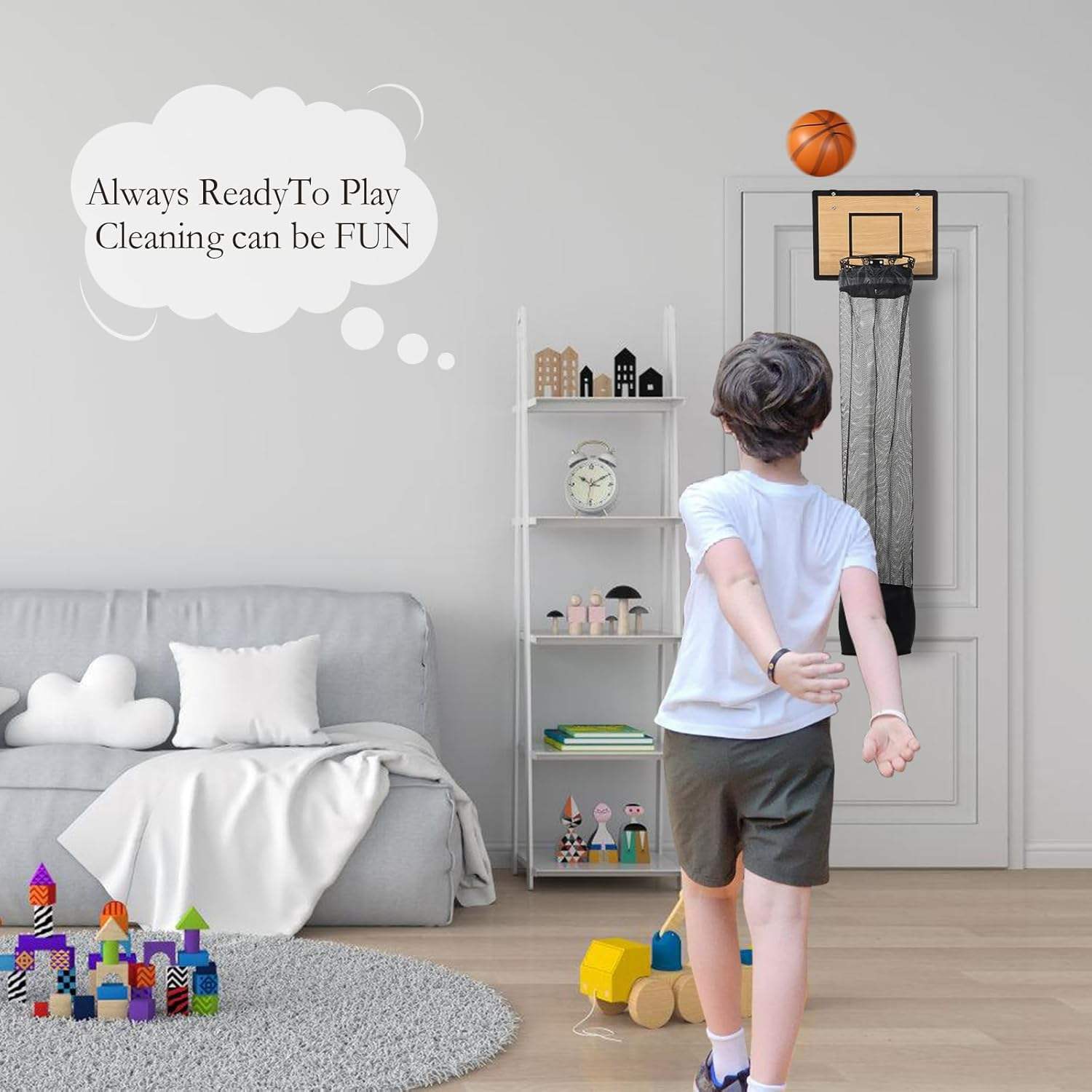 Organizador colgante de almacenamiento | Diseño de baloncesto | Para ropa y juguetes | DunkAway