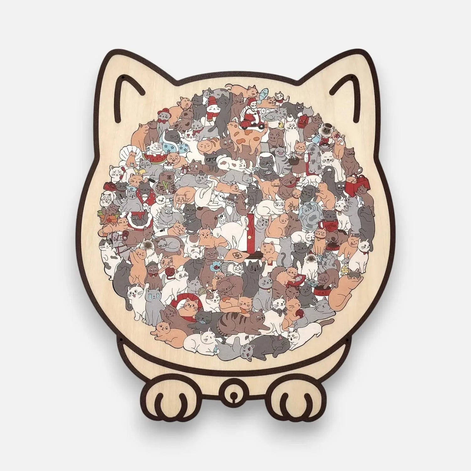 Dřevěné puzzle Kočka 135 dílků | Morandi barvy | CalmPiece