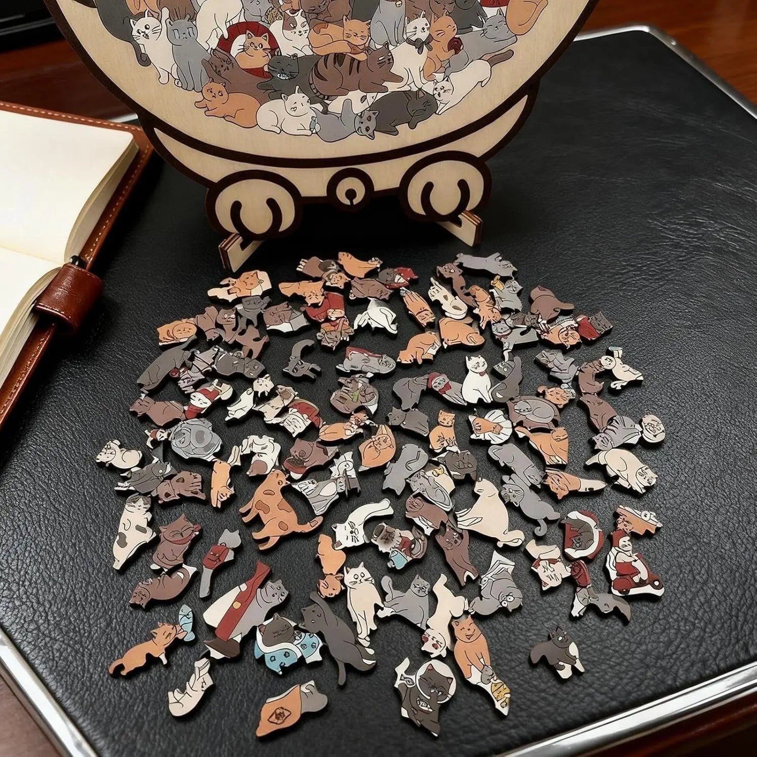 Dřevěné puzzle Kočka 135 dílků | Morandi barvy | CalmPiece