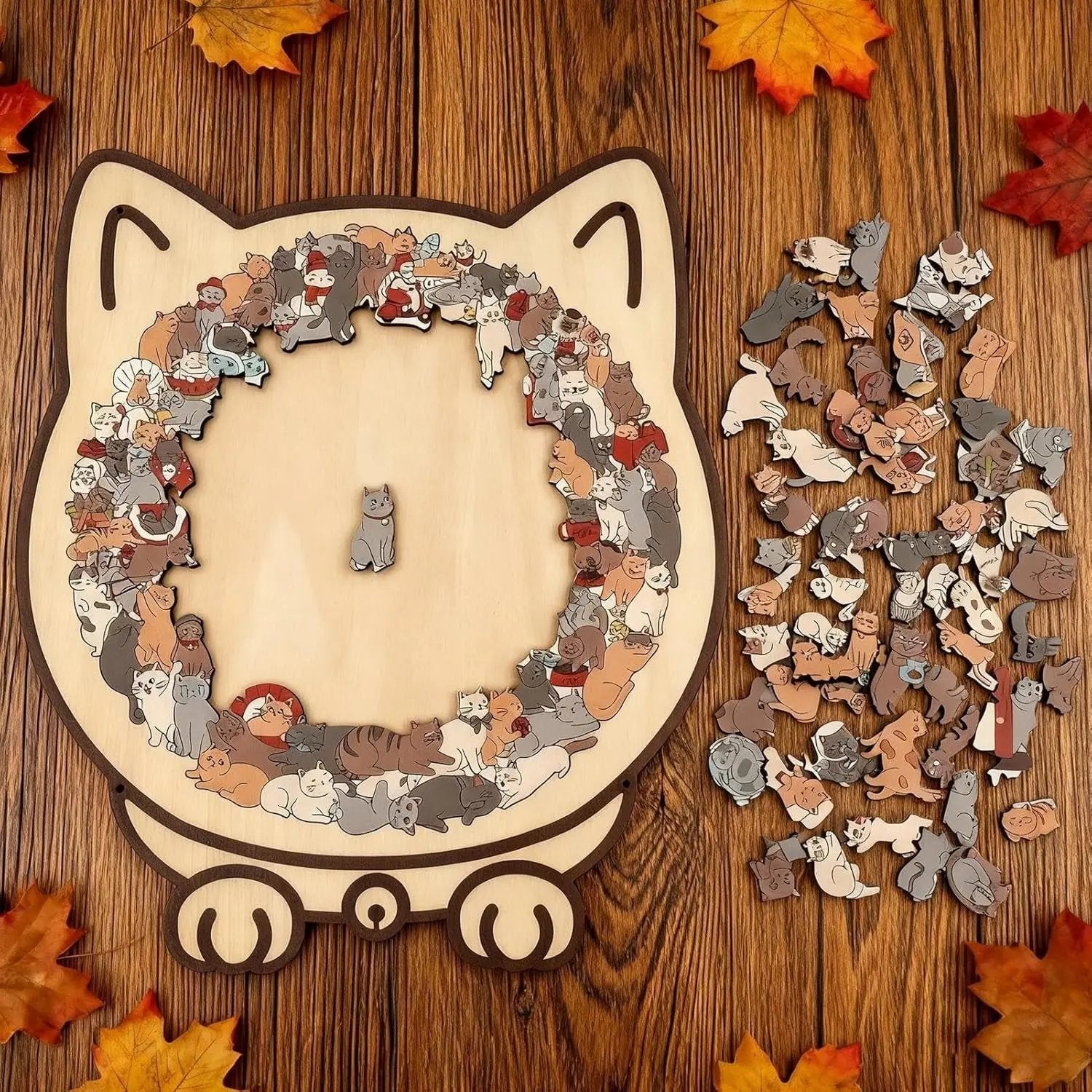 Dřevěné puzzle Kočka 135 dílků | Morandi barvy | CalmPiece
