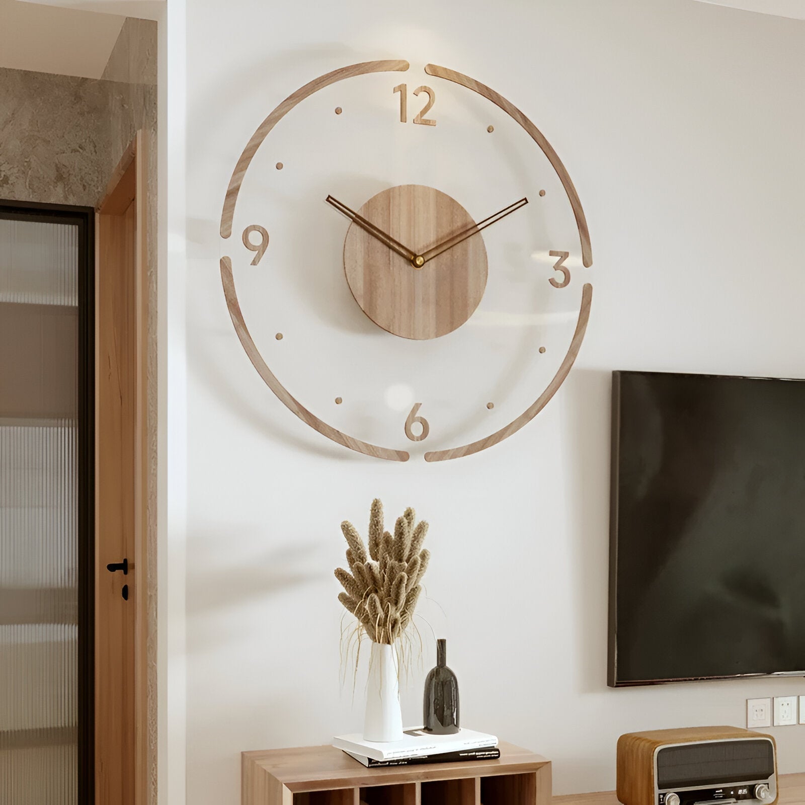 Transparente Wanduhr | Geräuschloses Quarz-Uhrwerk | Minimalistisches Design | NordVela