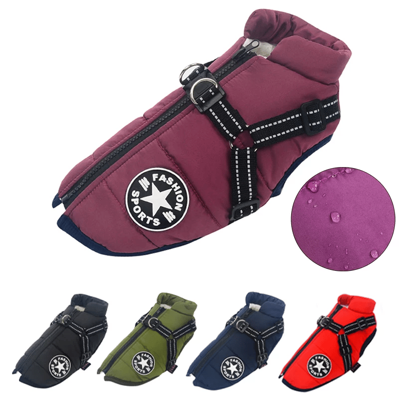 Hundemantel mit Geschirr | Gepolstert & Reflektierend | Warme Jacke | SnugHound