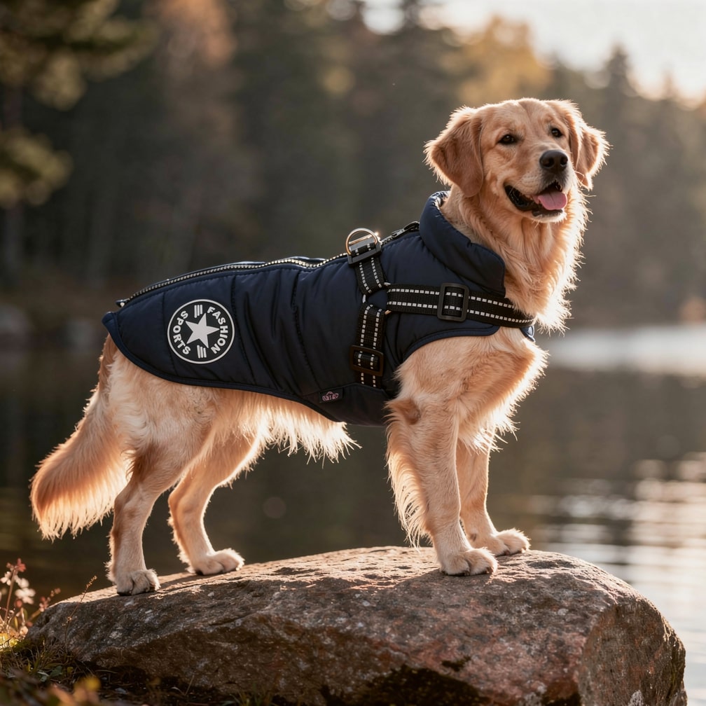 Hundemantel mit Geschirr | Gepolstert & Reflektierend | Warme Jacke | SnugHound