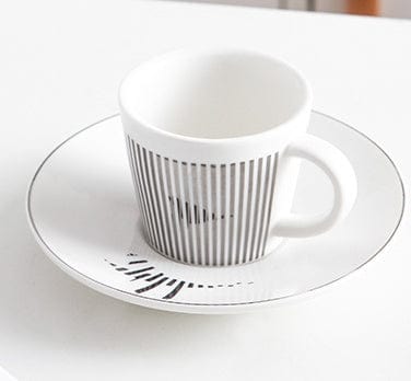 Kaffeetassenspiegel | Untertasse Porzellan | Golddekor Streifenmuster | AuraCup