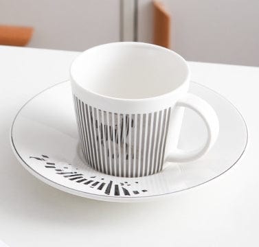 Kaffeetassenspiegel | Untertasse Porzellan | Golddekor Streifenmuster | AuraCup