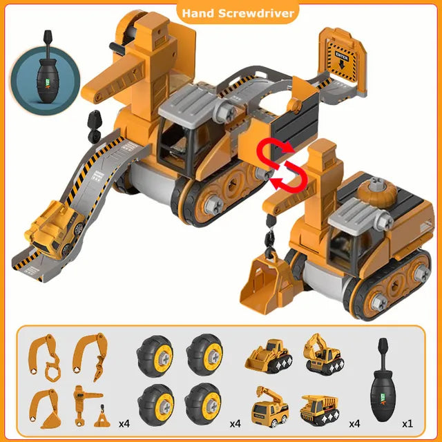 Set de juego de vehículo de construcción | para atornillar, para niños | destornillador de juguete y figura | BuildRig