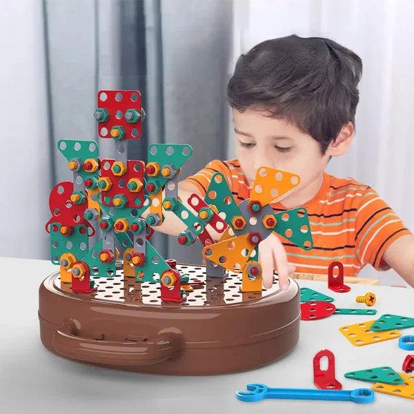 Konstruktionsspielzeug Kinder Montessori | Bauset mit Bohrer | BPA-frei | BuildiBox