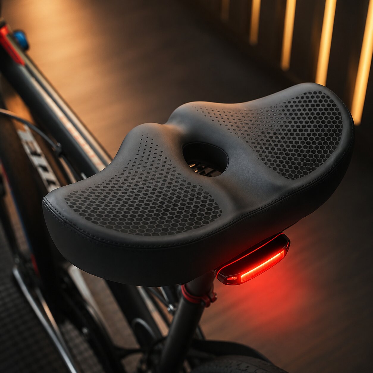 Noseless Fahrradsattel | PU Leder Extra Breit | Doppelfeder System Druckfrei | ComfortCore