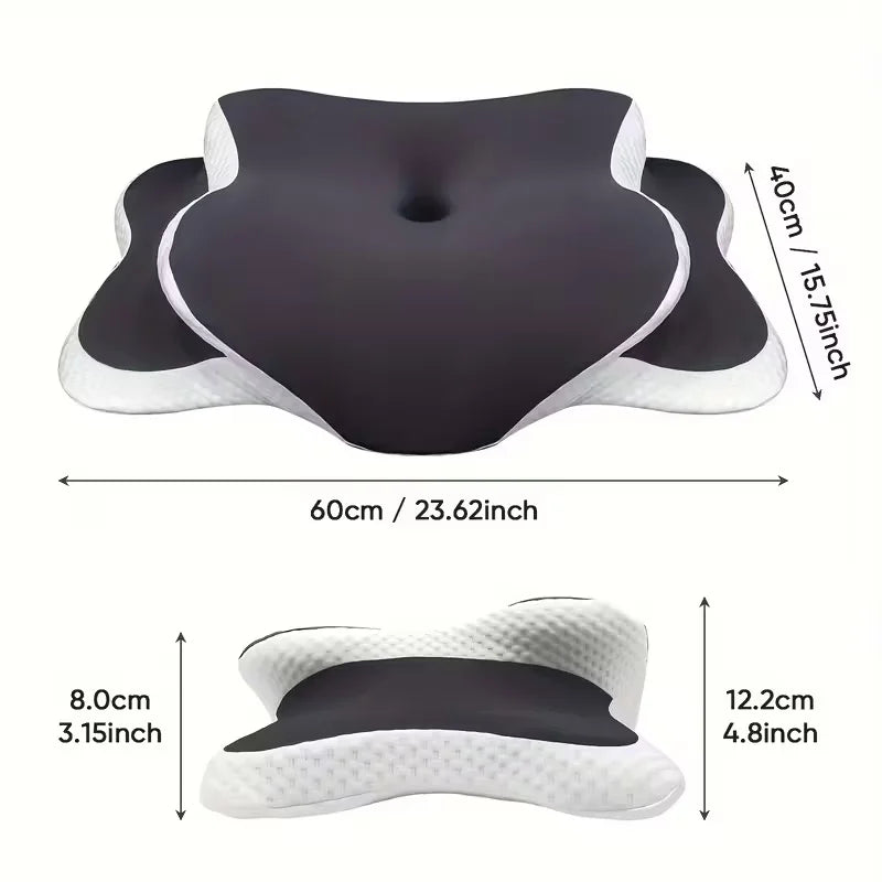 Perna ergonomică pentru gât cu spumă cu memorie | Formă de fluture | 2 zone de înălțime | NeckNest