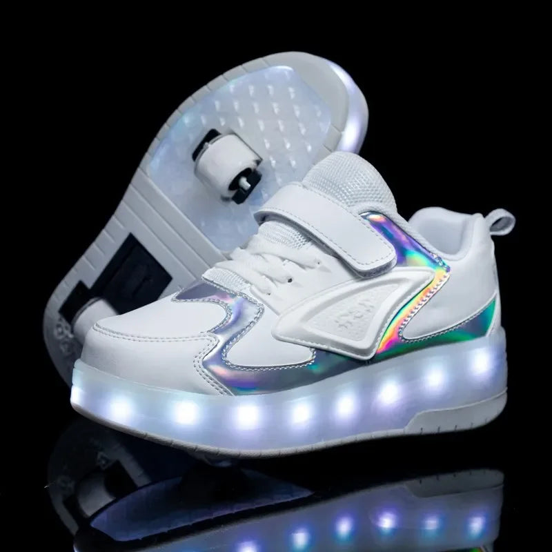 LED-Rollenschuhe für Kinder | Ausklappbaren Rollen | Leuchtende Sohle | RollBeam